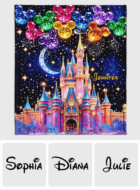 Personalized Disney Castle Blanket Custom Name Gift for Fans