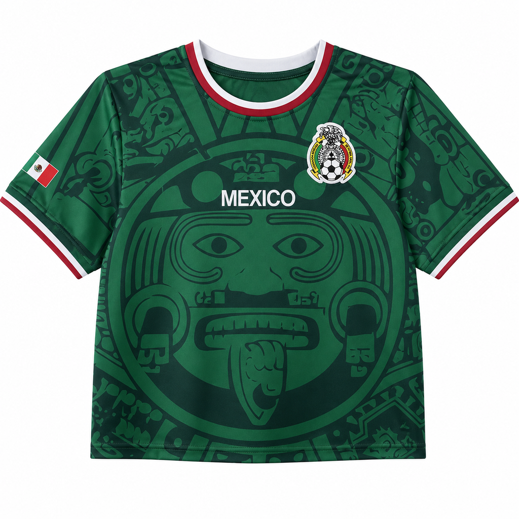 Personalized Mexico Soccer Jersey Crop Tee Custom Name Gift for Football Fans