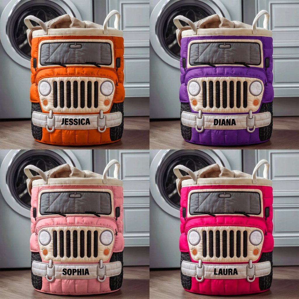 Personalized Quilted Laundry Basket Custom Name Off-Road Gift Quilted Laundry Basket GradoCreations
