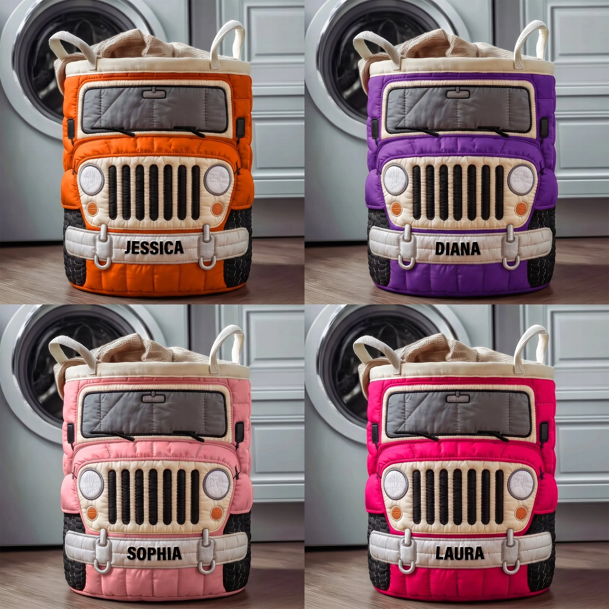 Personalized Quilted Laundry Basket Custom Name Off-Road Gift Quilted Laundry Basket GradoCreations