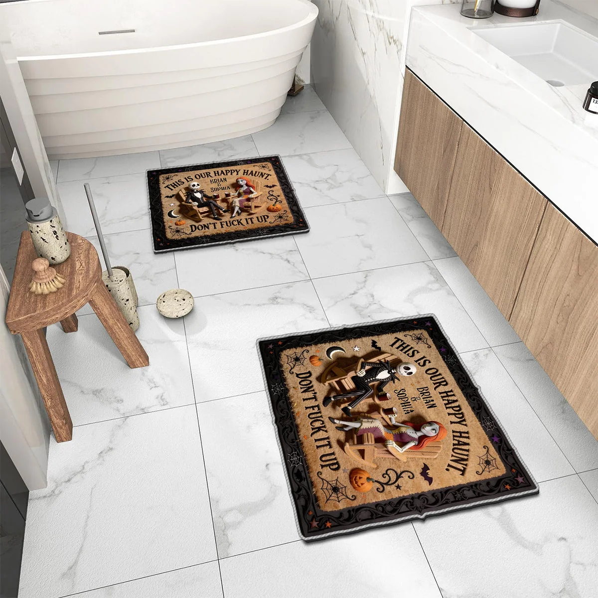 Personalized Halloween Tufted Rug Custom Name Couple Gift Tufted Rug GradoCreations
