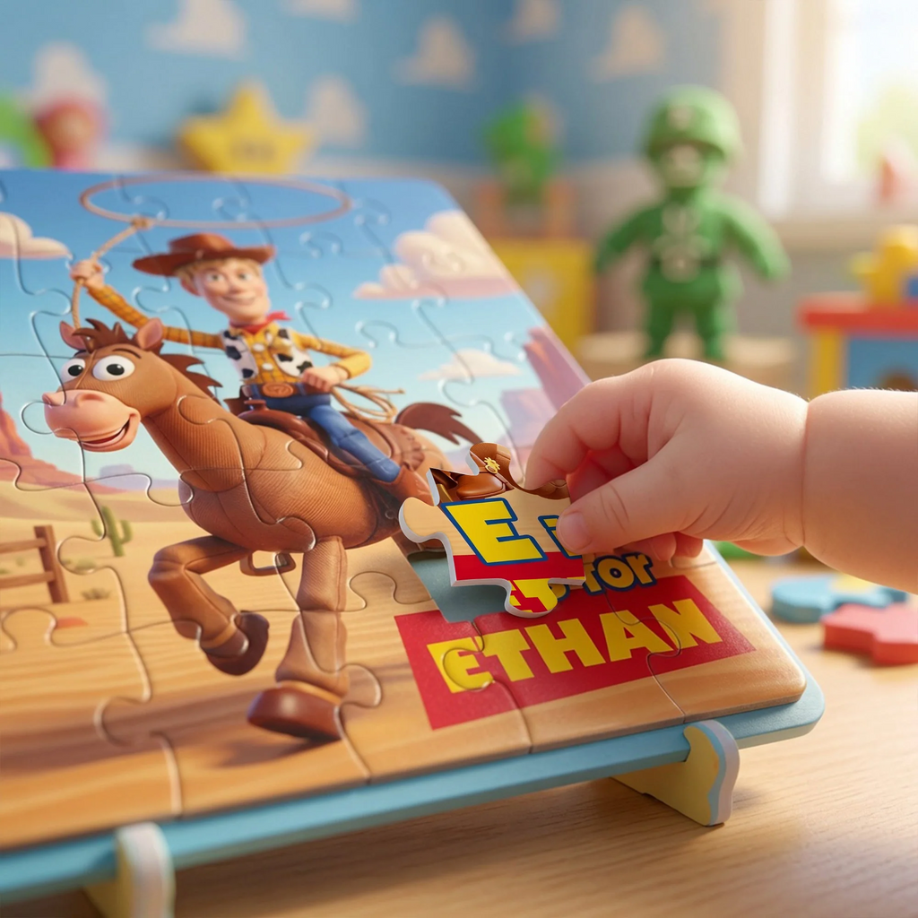 Personalized Cowboy Photo Puzzle Custom Name Toy Gift for Kids
