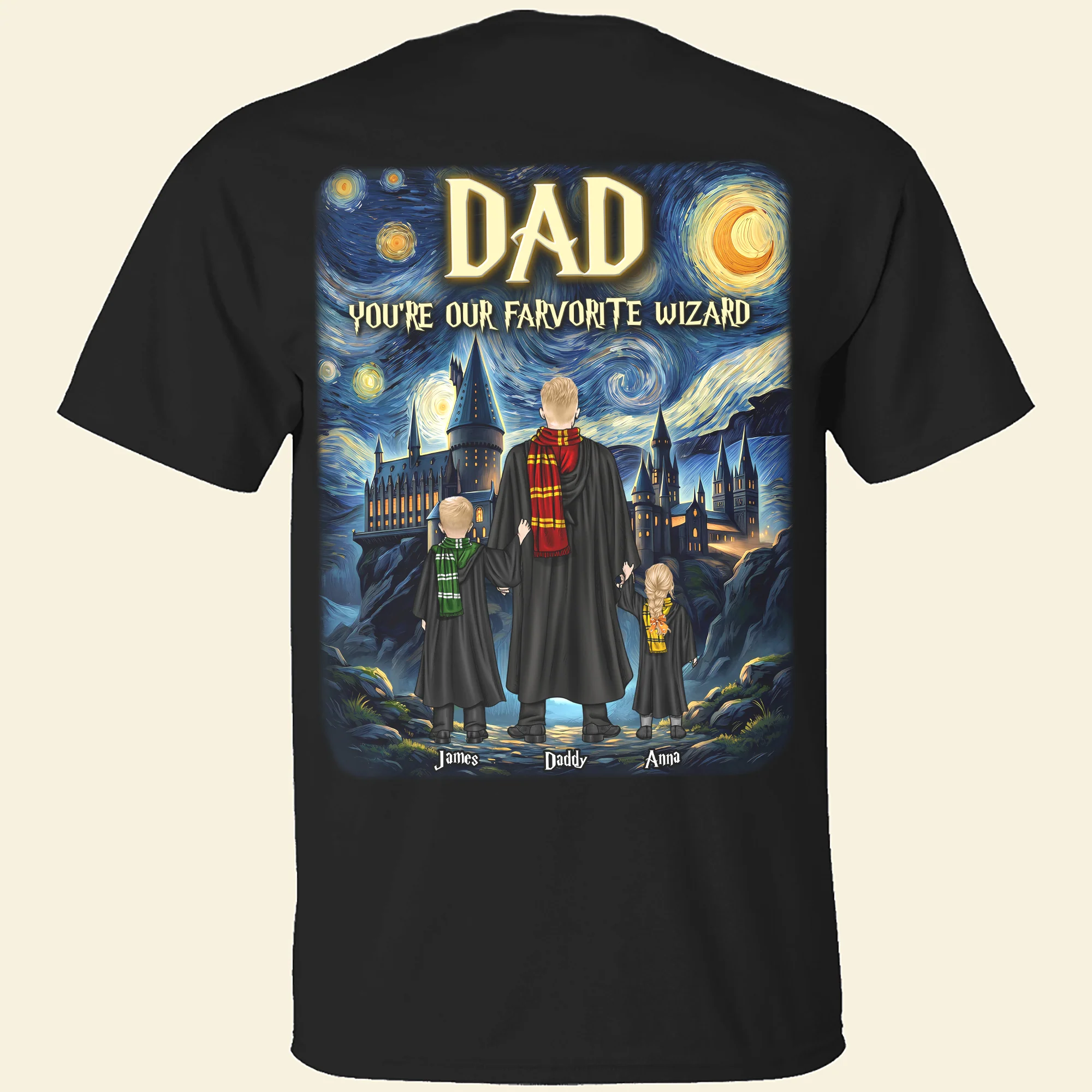 Personalized Wizard Dad Shirt with Kids Names Gift for Father