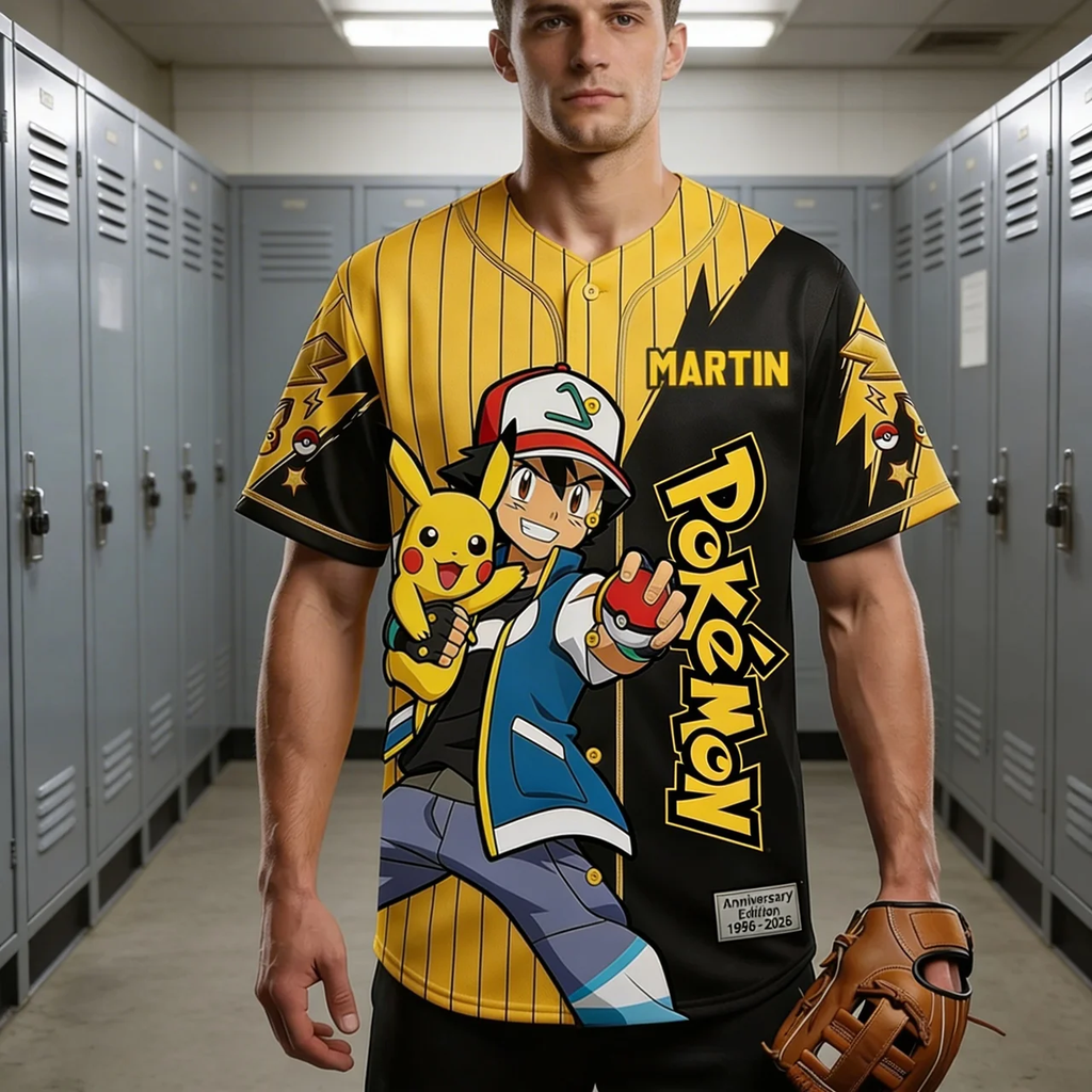 Personalized Pokémon Baseball Jersey for Adults & Kids - Anniversary Gift