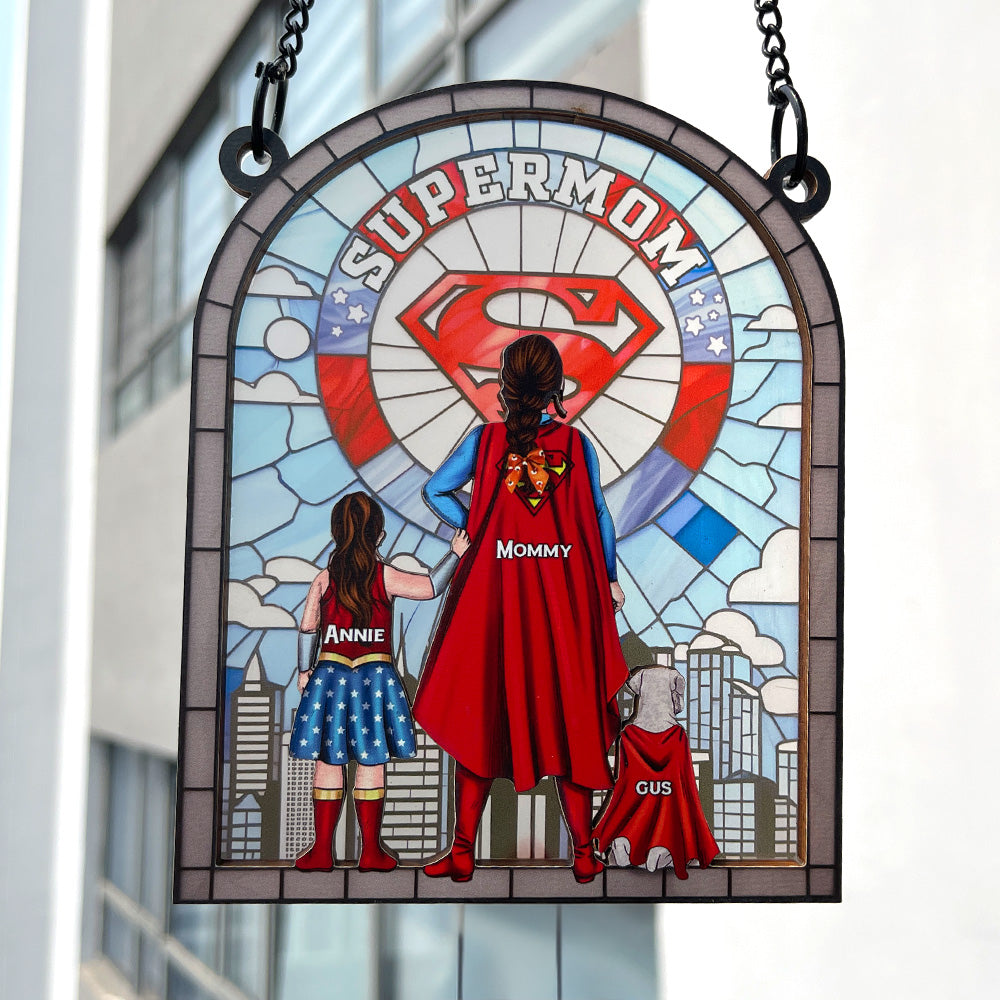 Personalized Supermom Window Hanging Suncatcher Gift for Mom