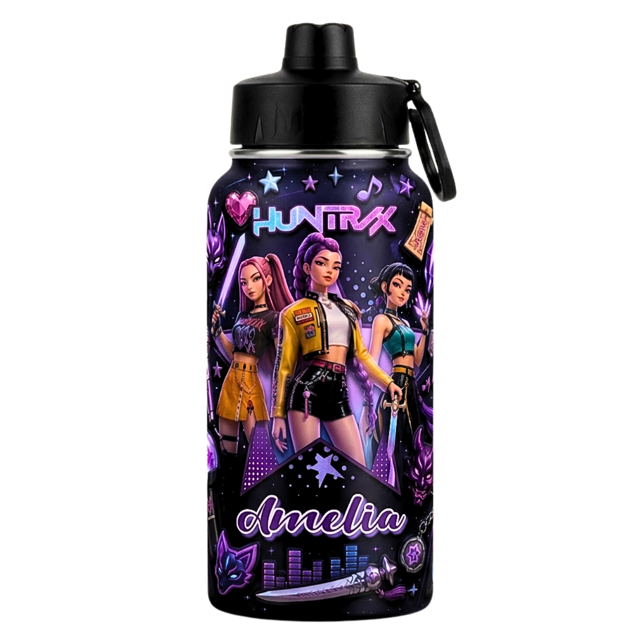 Personalized Cartoon Girl School Bag Set with Lunch Bag, Pencil Case & Water Bottle – Back to School Gift School Bag+ GradoCreations