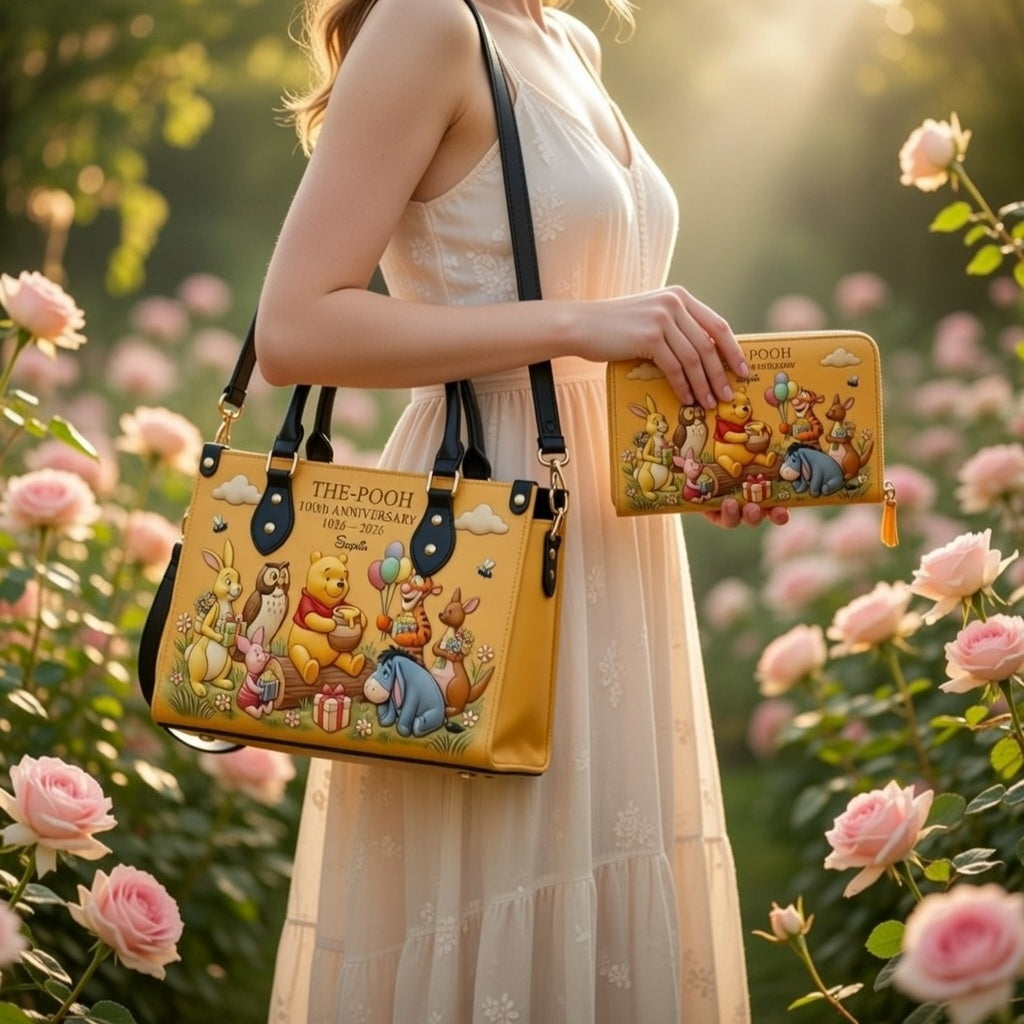 Personalized Leather Handbag & Wallet Set for Fans 100th Anniversary Gift Leather Long Wallet GradoCreations
