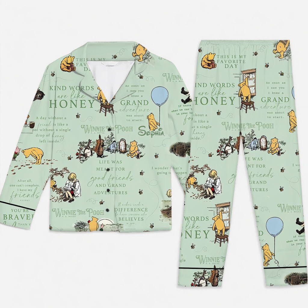 Personalized Winnie The Pooh Pajama Set for Movie Fans - 100th Anniversary Gift