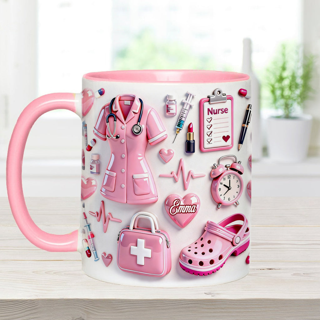 Personalized Nurse Life Mug with Cute Pink Design Gift for Nurse
