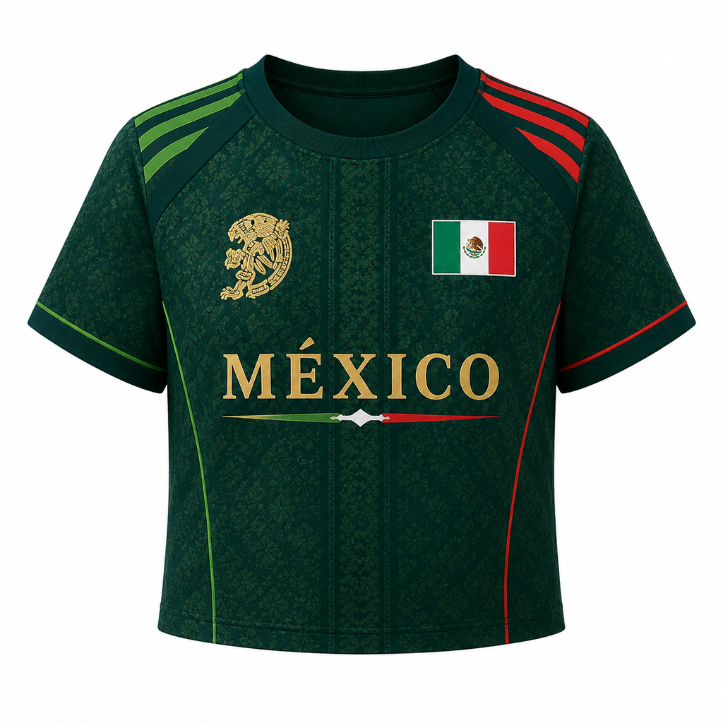 Personalized Mexico Jersey Crop Tee Custom Name Football Gift for Fans