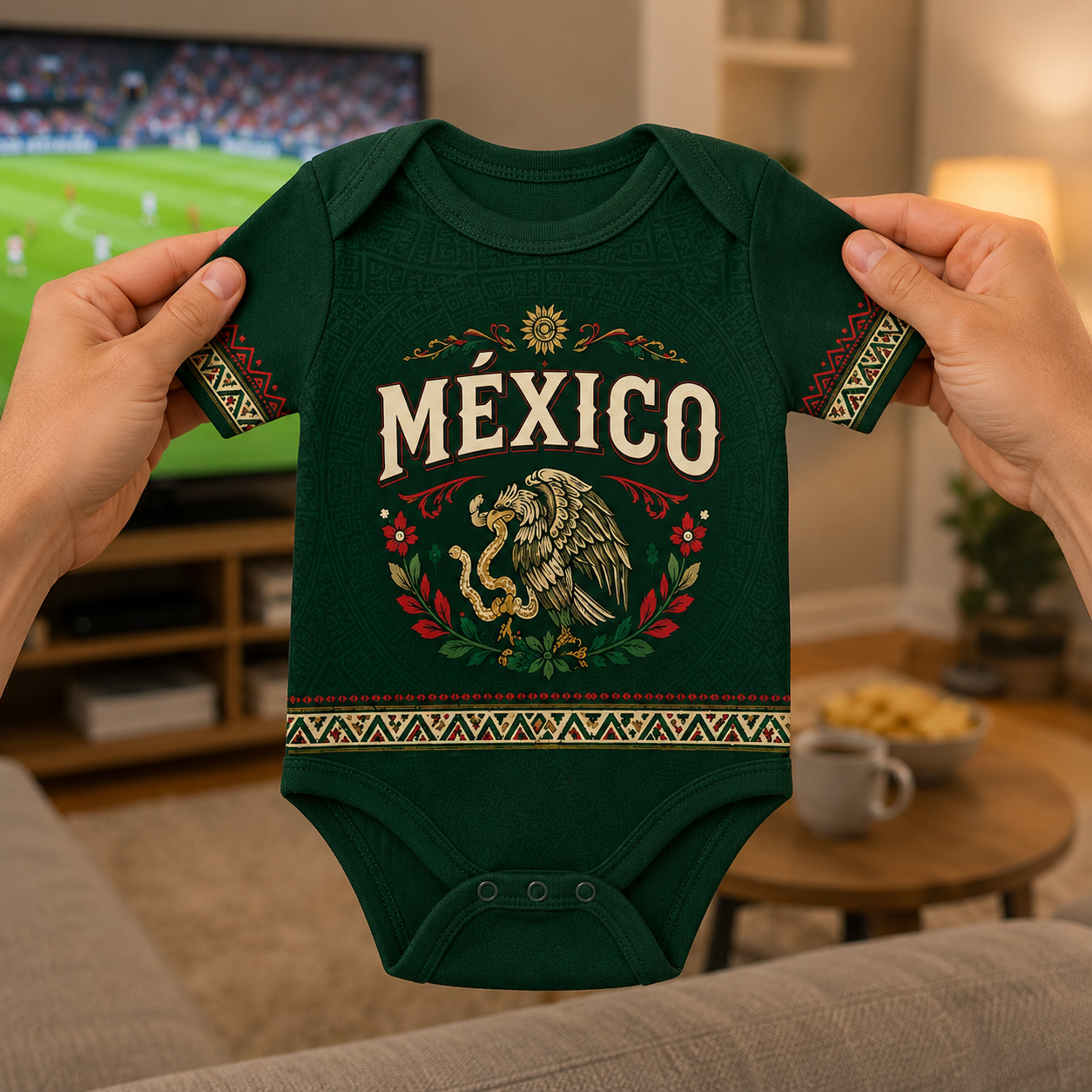 Personalized Mexico Aztec Eagle Baby Jersey Bodysuit Gift for New Parents