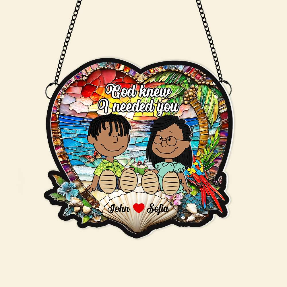 Personalized Glass Suncatcher Ornament Gift for Couple
