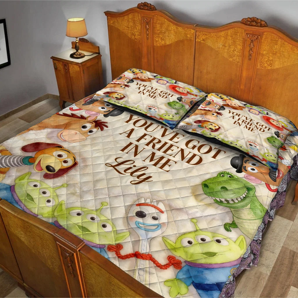 Personalized Kids Quilt Bedding Set with Toy Story Theme - Custom Name Gift Quilted Bedding Set GradoCreations