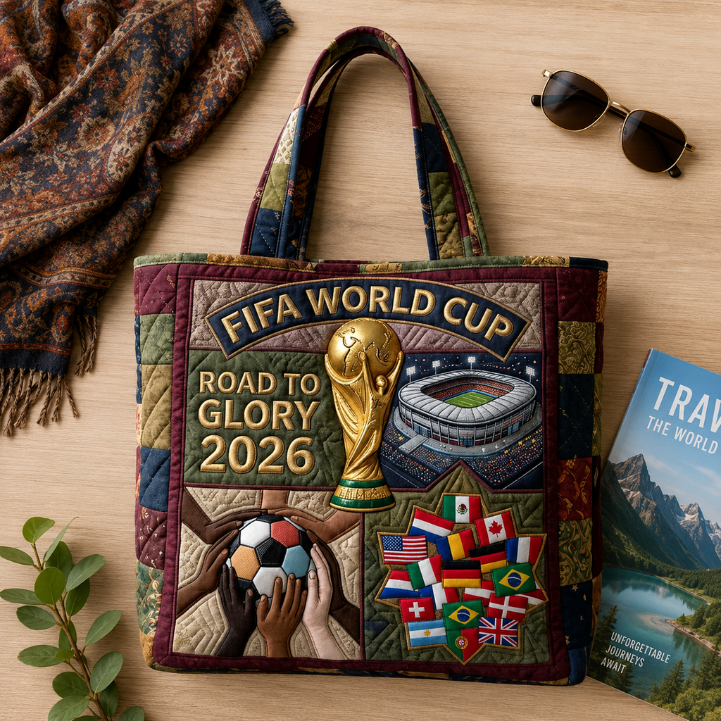 Personalized FIFA World Cup 2026 Quilted Tote Bag Gift for Soccer Fans