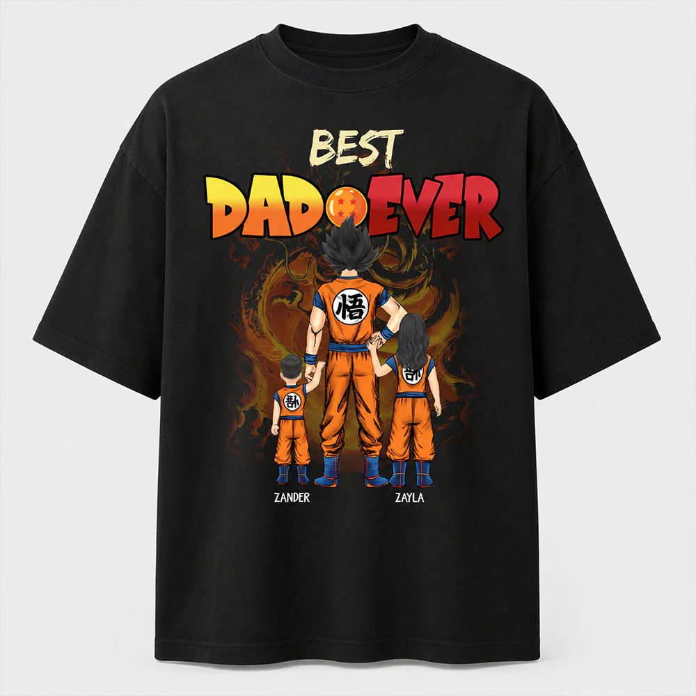 Personalized Best Dad Ever T-Shirt Custom Family Names Gift