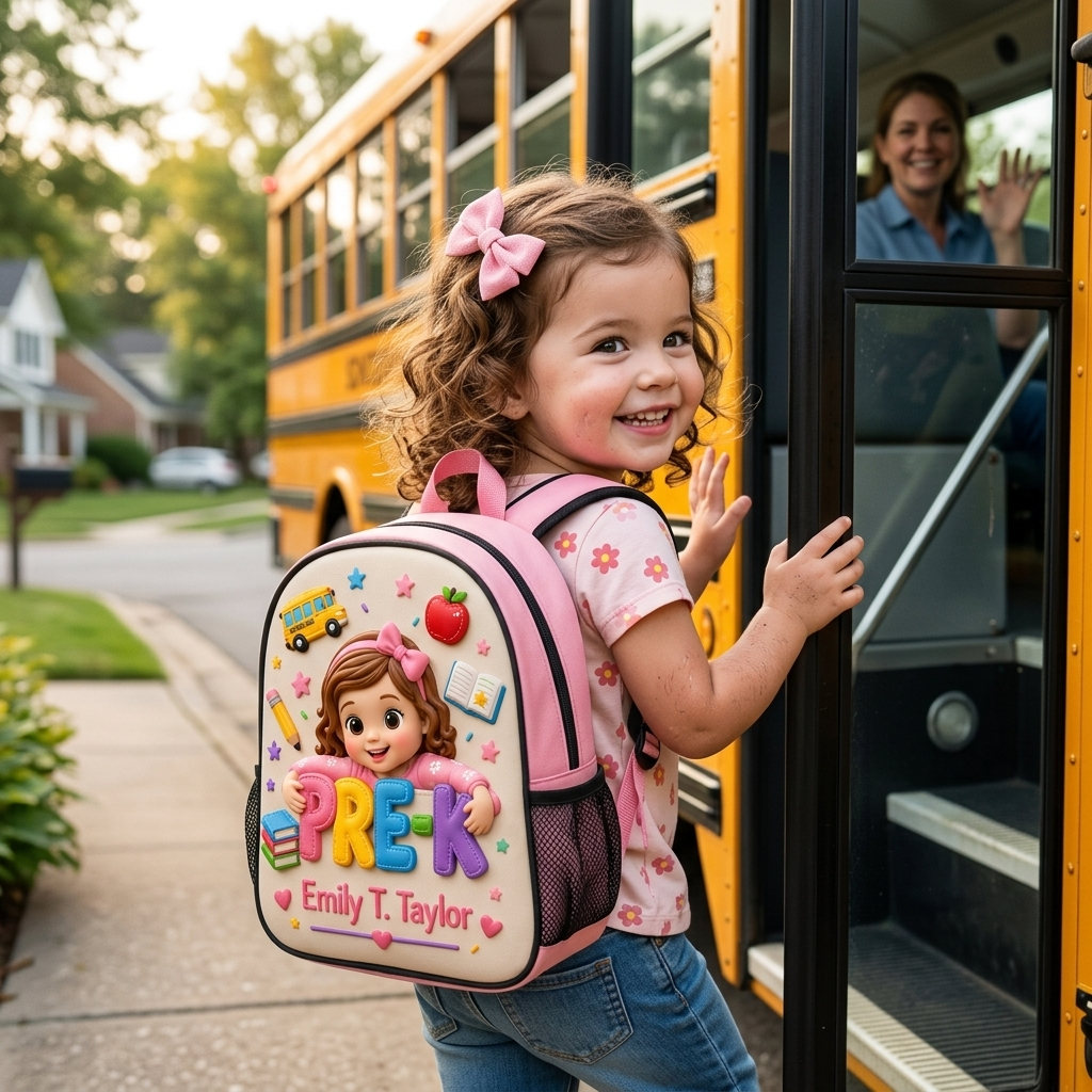 Personalized Pre-K Cartoon Kid Backpack Set with Lunch Bag, Pencil Case & Water Bottle
