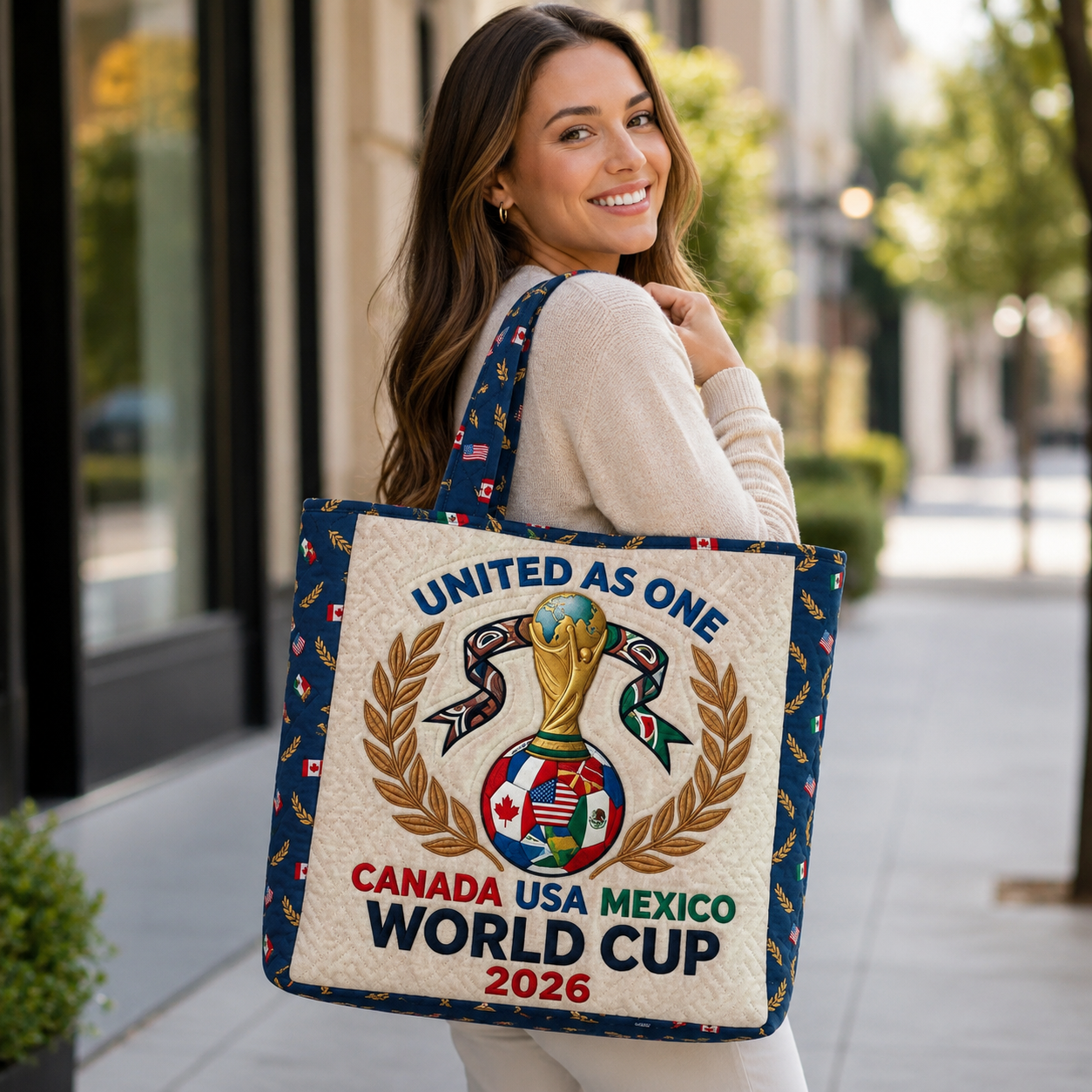 World Cup 2026 Quilted Tote Bag Gift for Soccer Fans