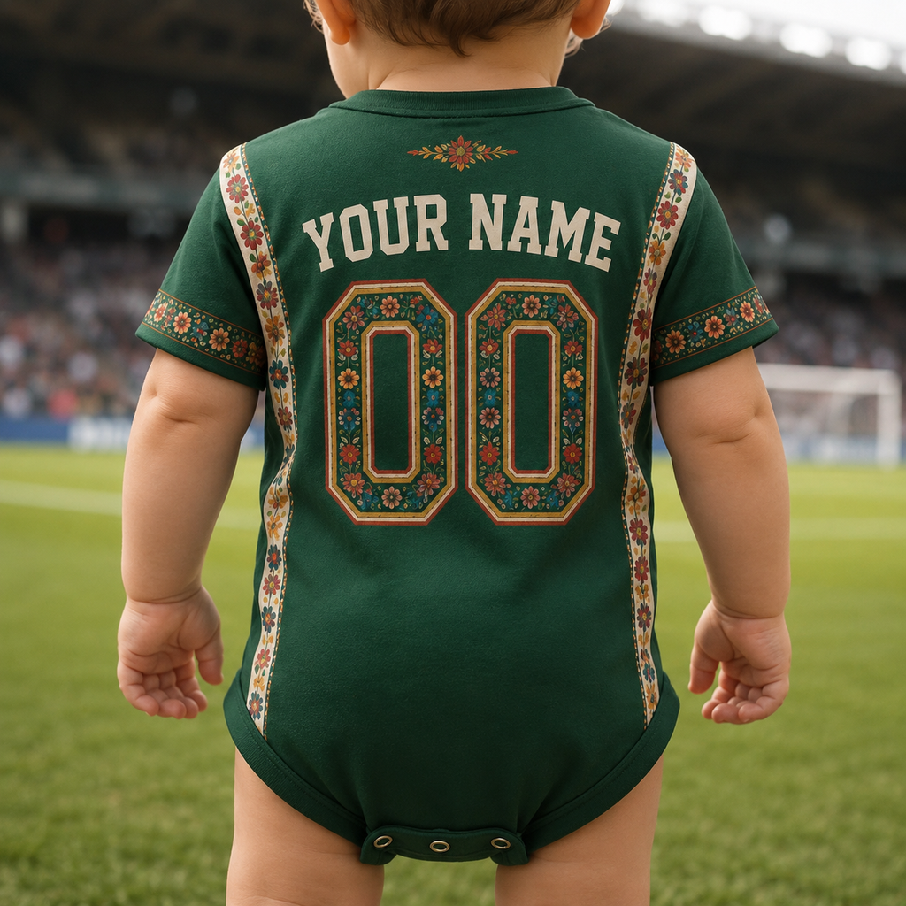 Personalized Mexico Soccer Baby Jersey Bodysuit Gift for New Parents