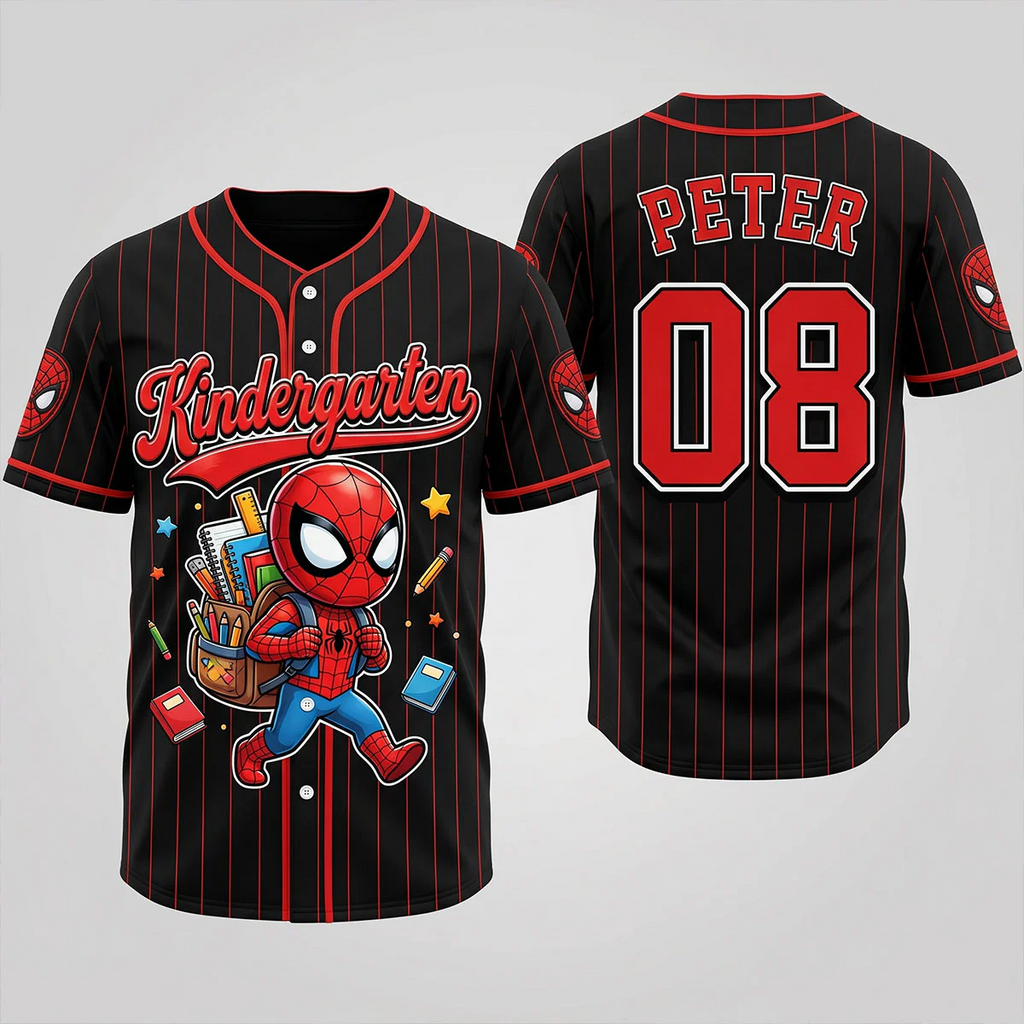 Personalized Spider-Man Baseball Jersey Custom Grade Gift for Kids Kid Baseball Jersey GradoCreations