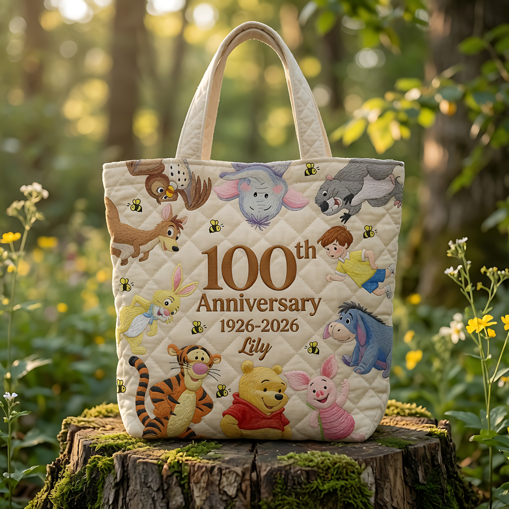 Personalized Quilted Tote Bag 100th Anniversary Gift for Her
