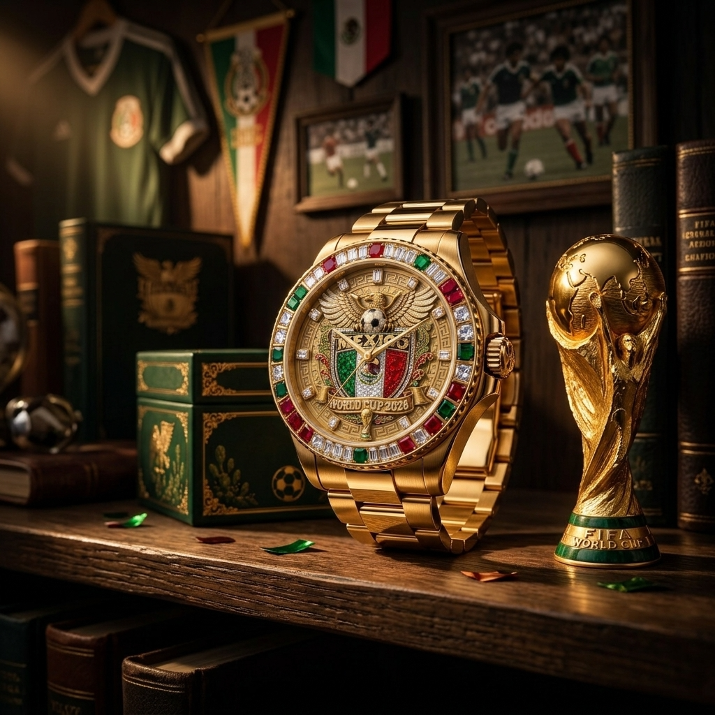 Personalized Mexico Soccer Crest Men's Watch Gift for Fans