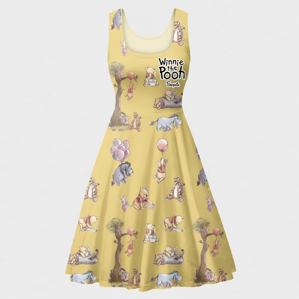Personalized Winnie the Pooh Skater Dress for Movie Fans, Gift for Her
