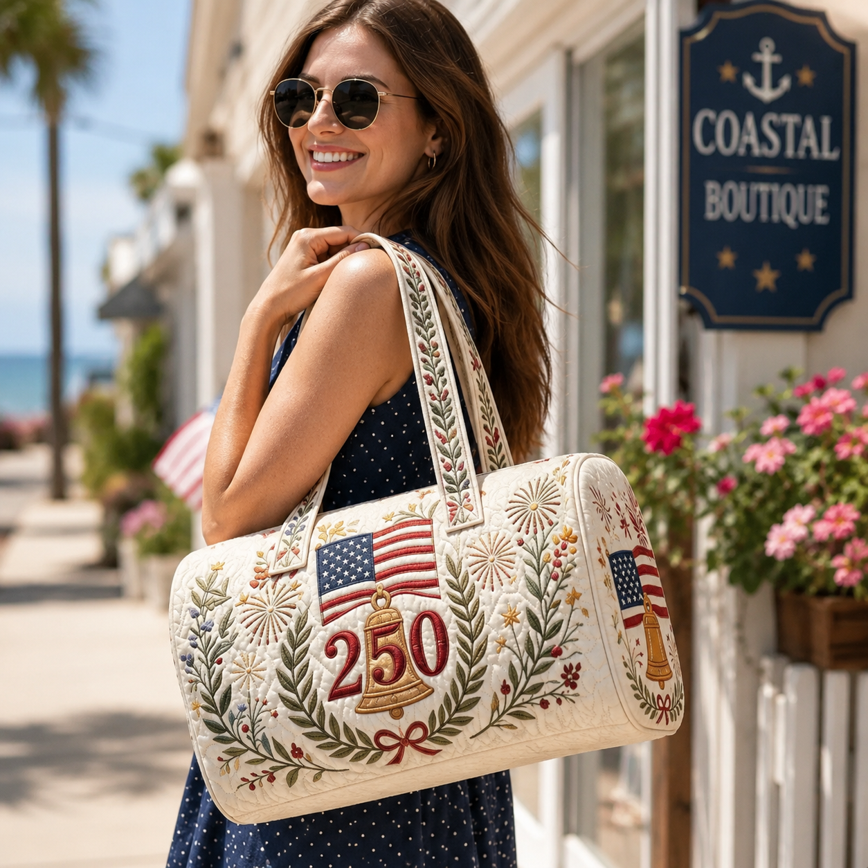 American Flag Quilted Duffle Bag Custom Gift for Patriots