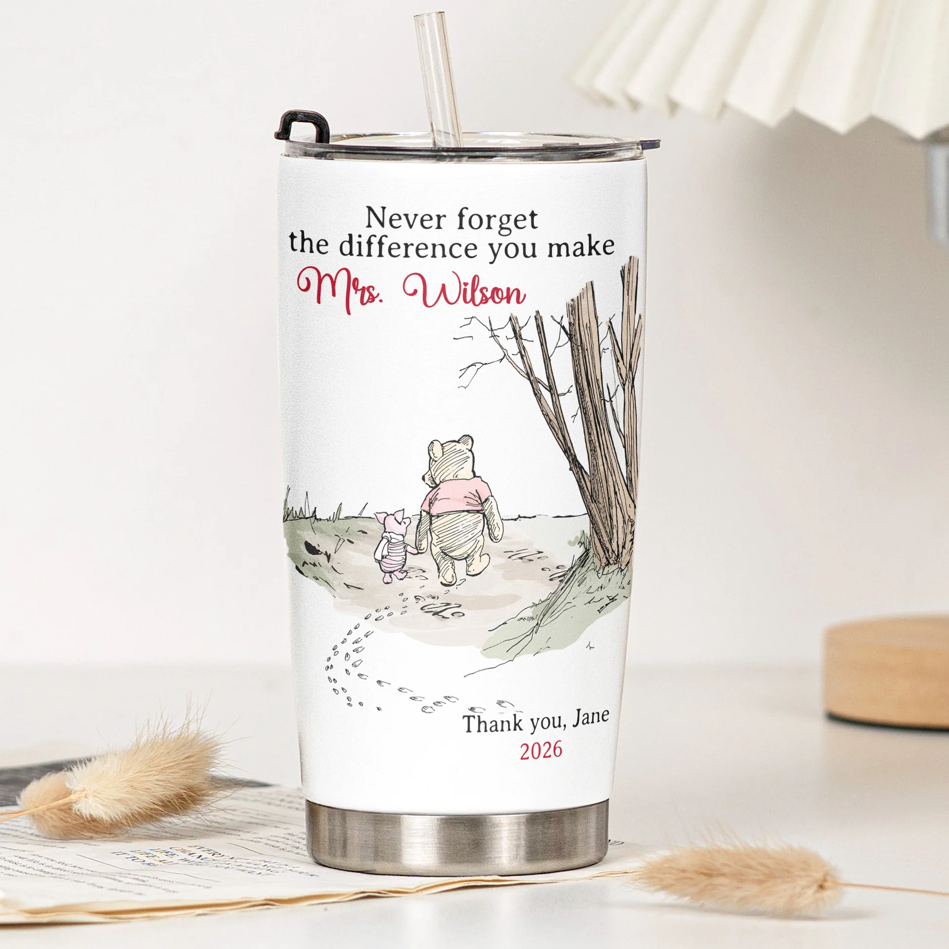 Personalized Teacher Tumbler with Custom Name Thank You Gift
