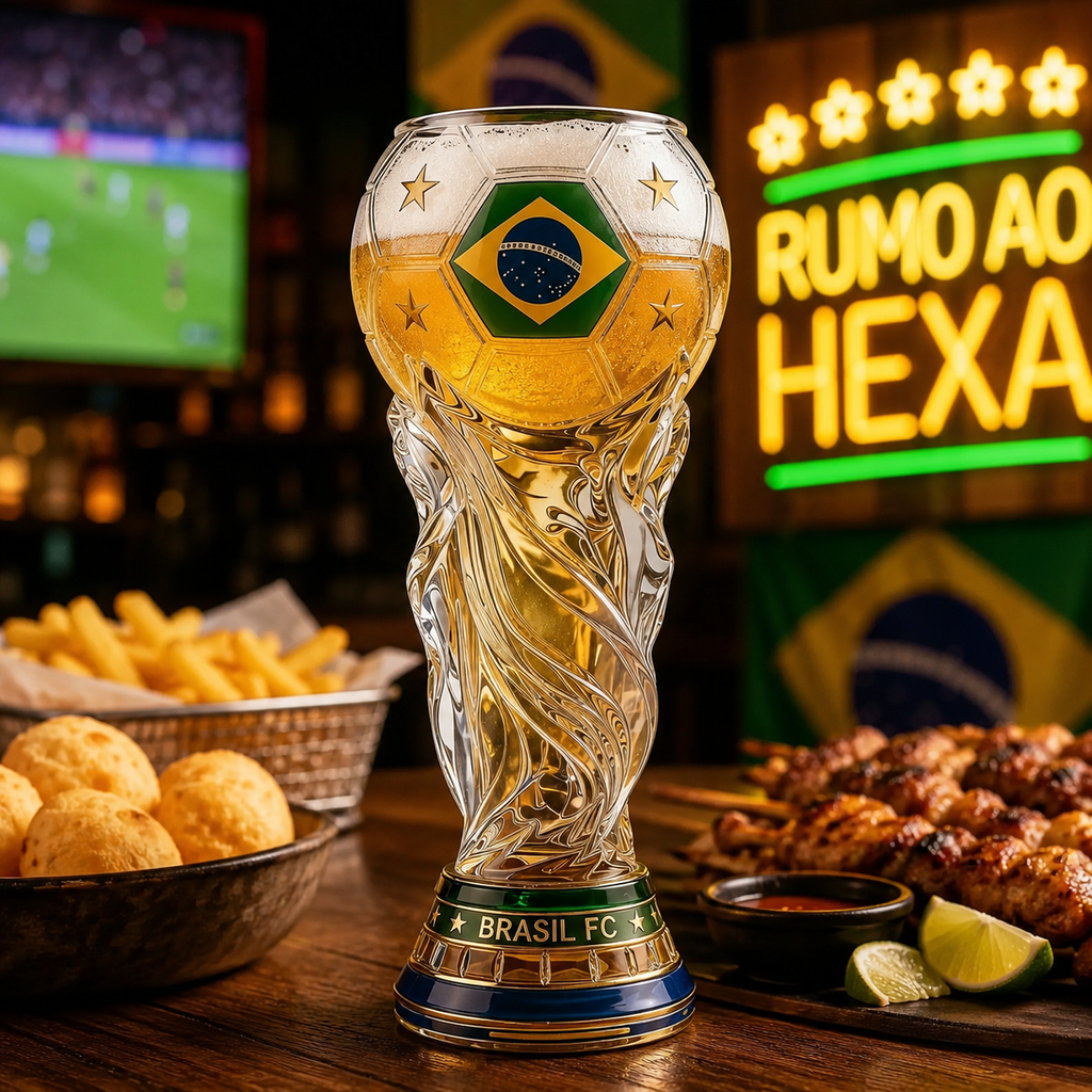 Personalized Trophy Beer Glass for Football Fans | Brazil World Cup Gift