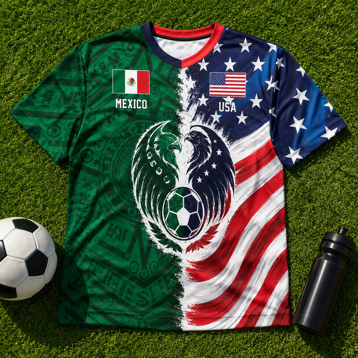 Personalized Soccer Jersey Custom Name USA Mexico Flag Gift for Football Lovers