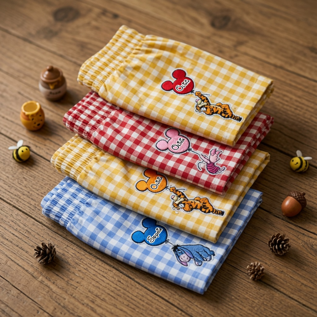 Personalized Gingham Shorts with Embroidery Gift for Her