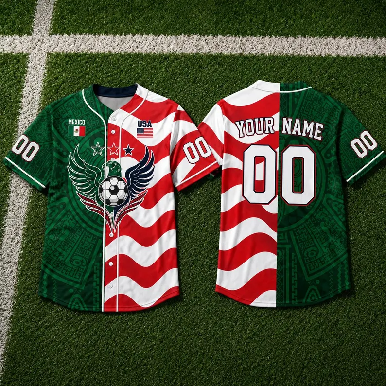 Personalized Baseball Jersey USA Mexico Soccer Gift for Fans