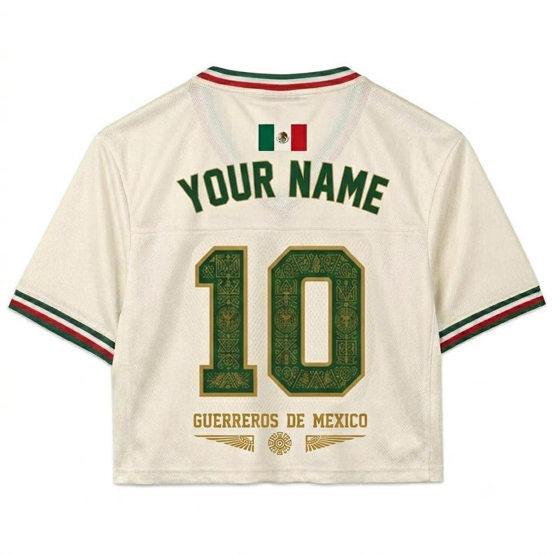 Personalized Mexico Soccer Jersey Crop Tee Custom Name Gift for Sports Fans