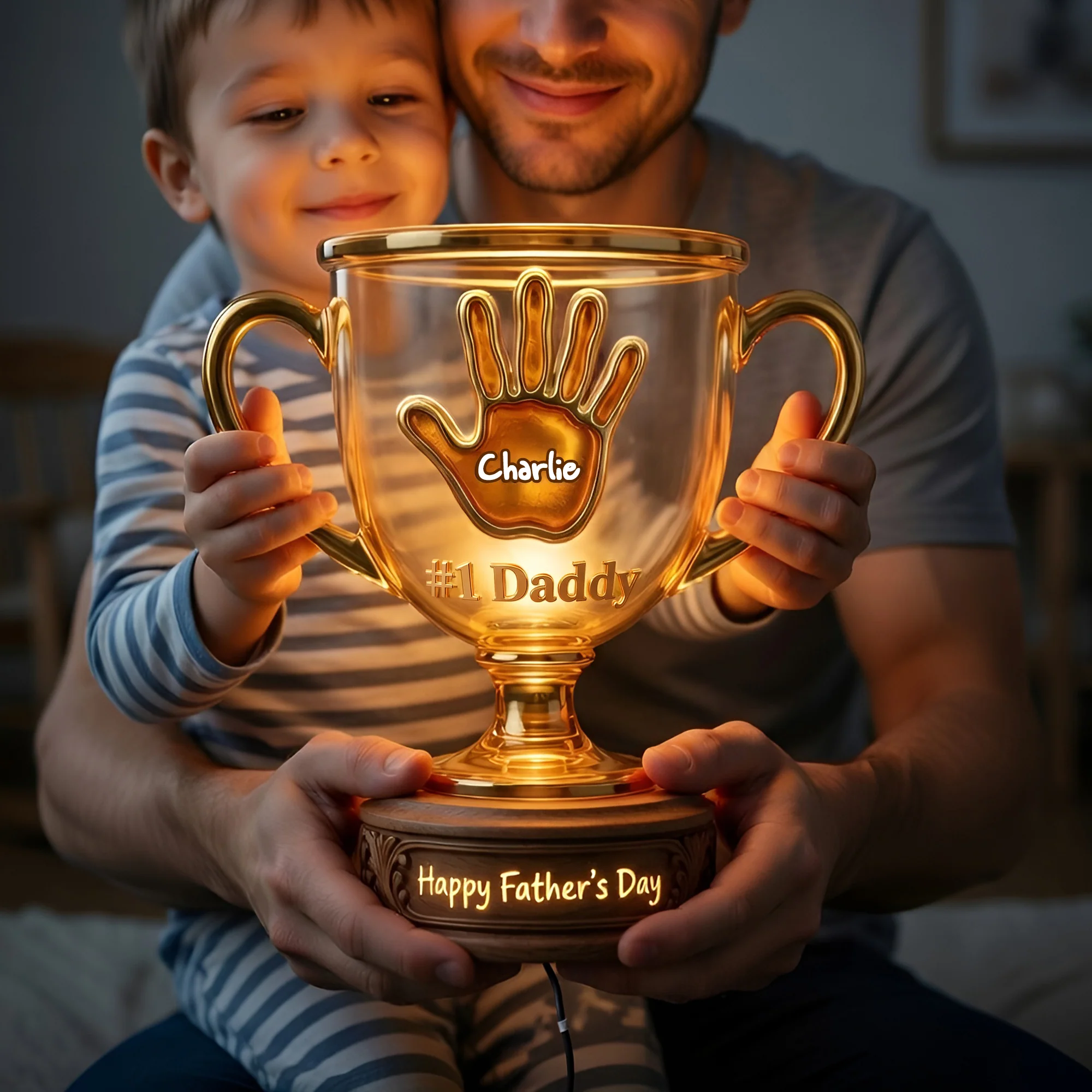 Personalized Light Box Trophy Gift for Dad or Grandpa | Home Decor
