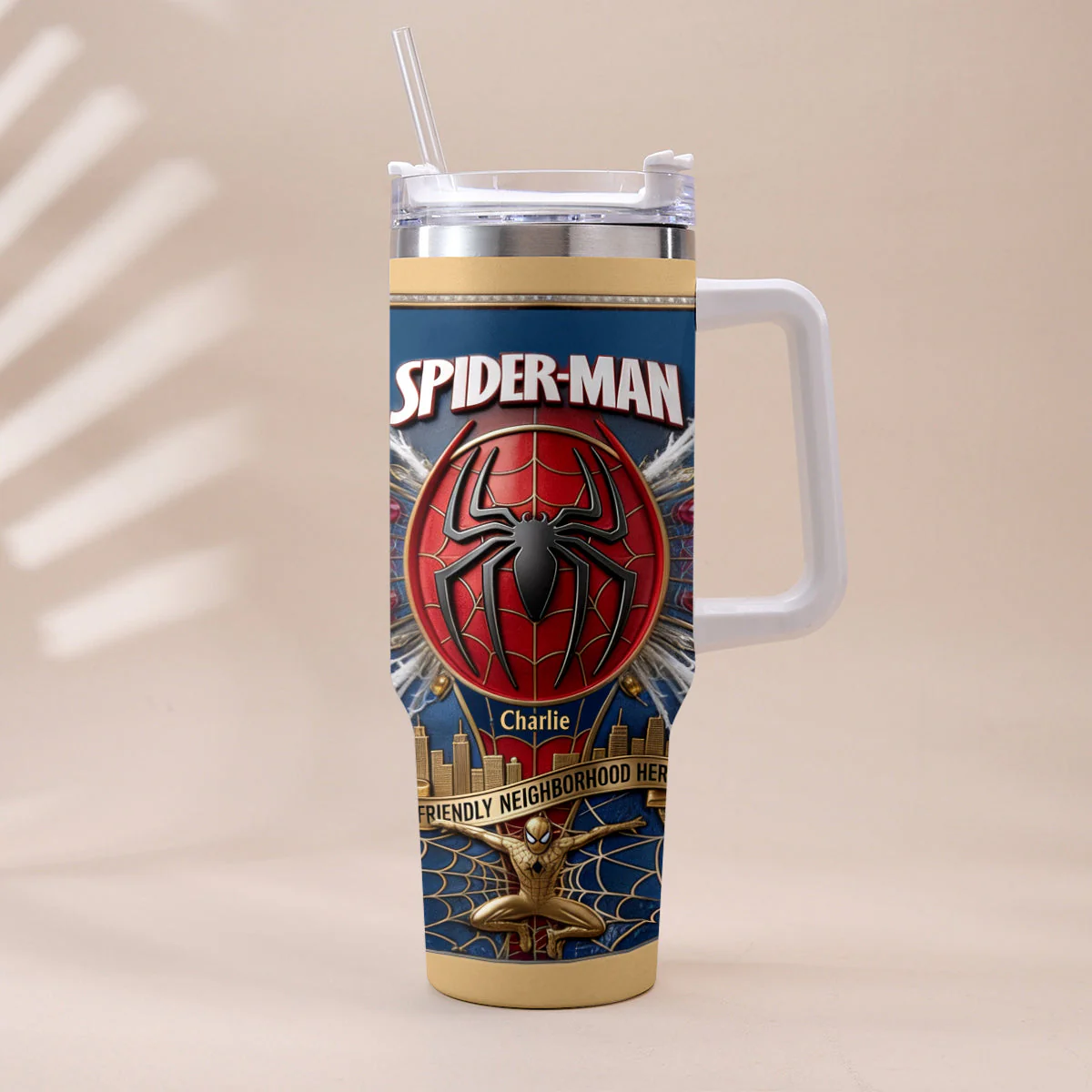 Personalized Spider-Man Tumbler with Straw Custom Name Gift for Kids Tumbler GradoCreations