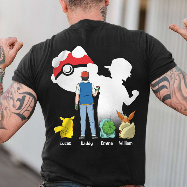 Personalized Best PokéDad Ever Shirt Custom Names Gift for Dad