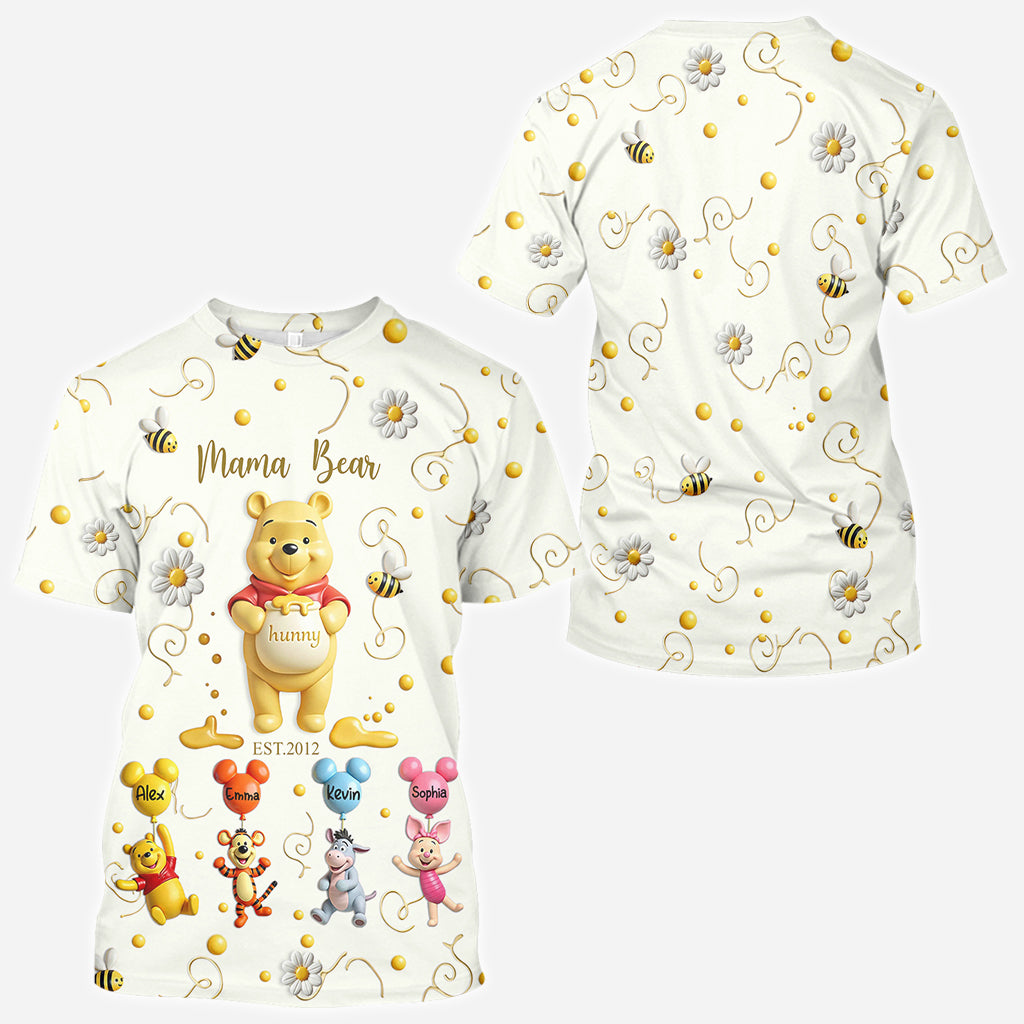 Personalized Mama Bear All Over Shirt Custom Family Gift for Mom
