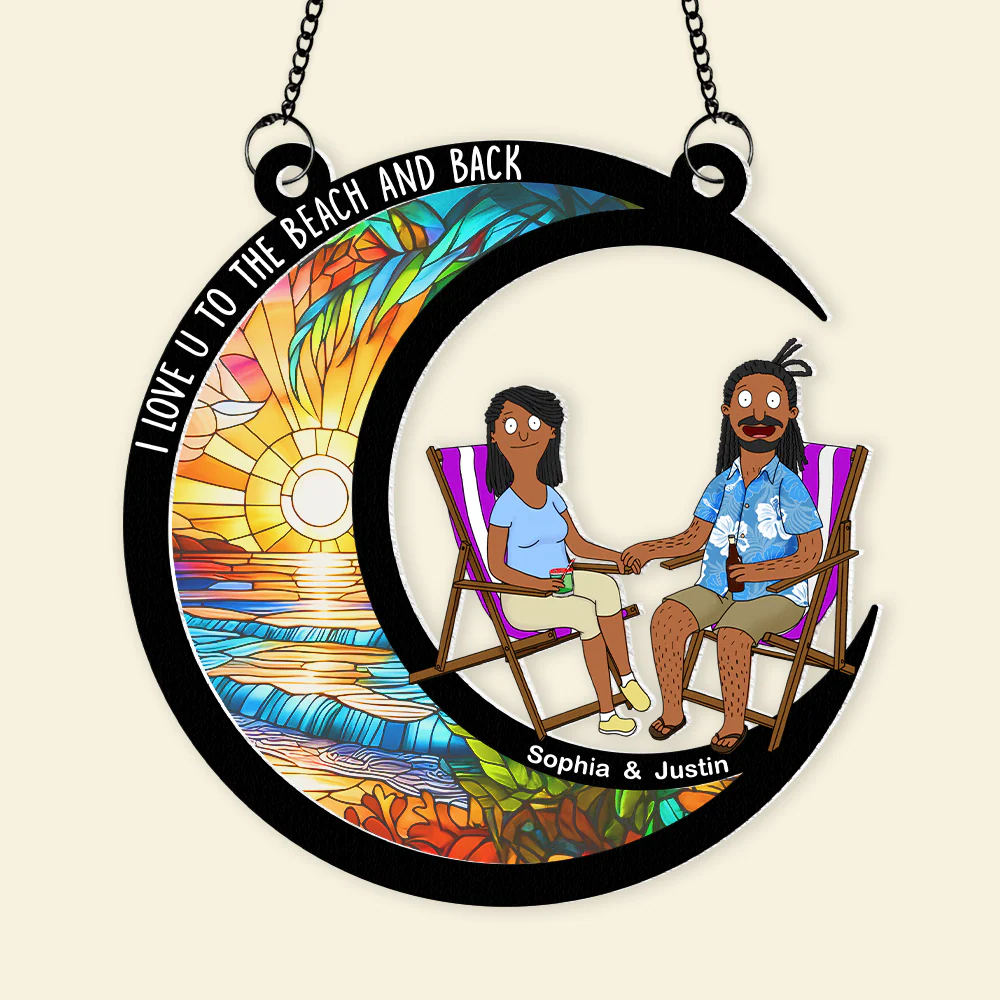 Personalized Burger Couple Suncatcher Ornament Gift for Couple, Anniversary