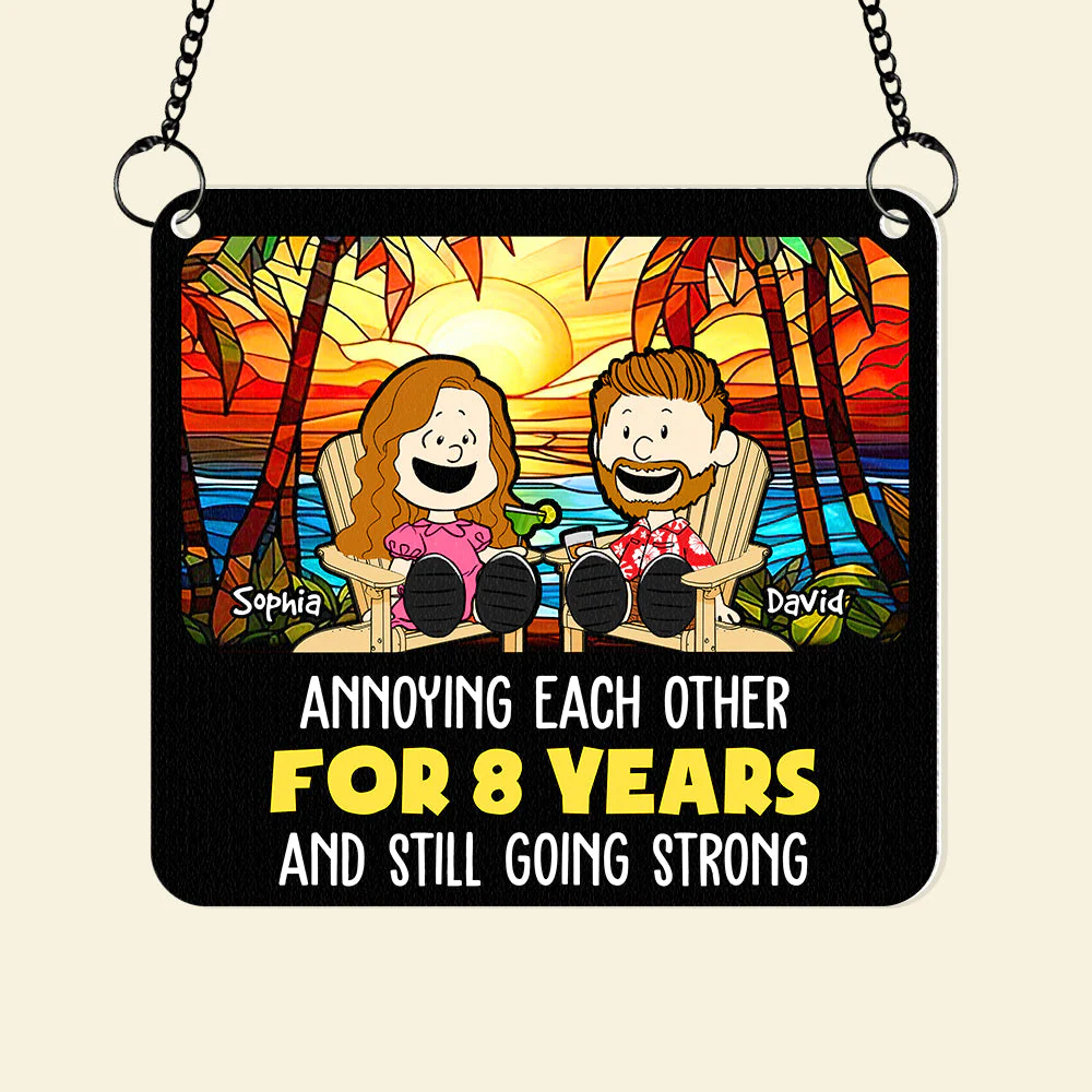 Personalized Window Hanging Suncatcher Ornament for Couples Anniversary Gift