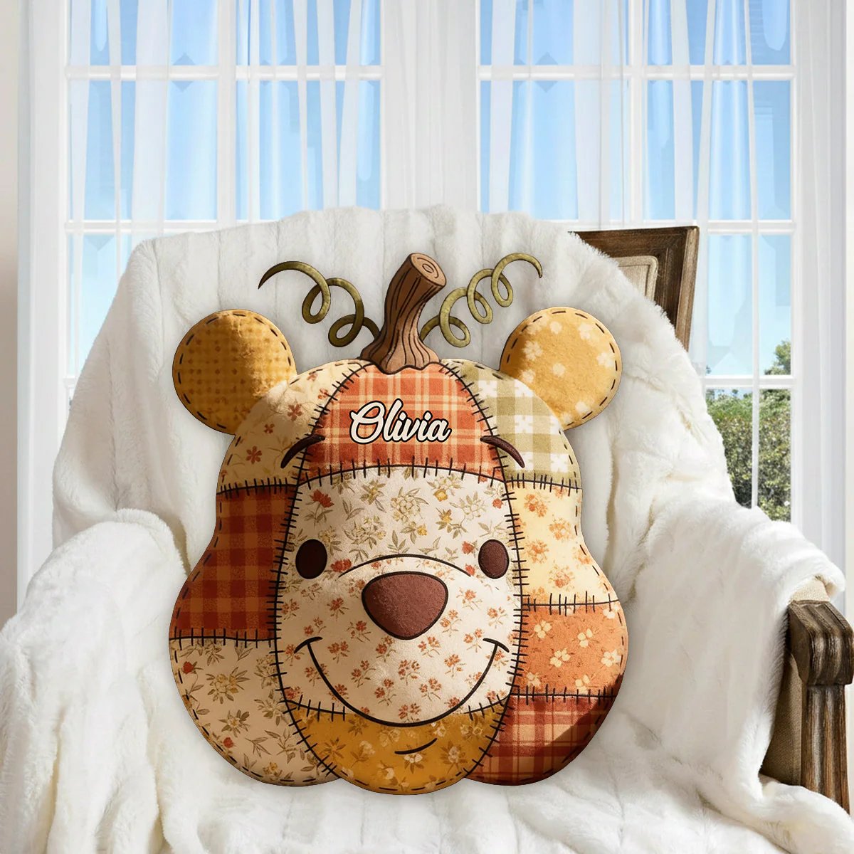 Personalized Honey Bear Shape Pillow Custom Name Gift for Fall