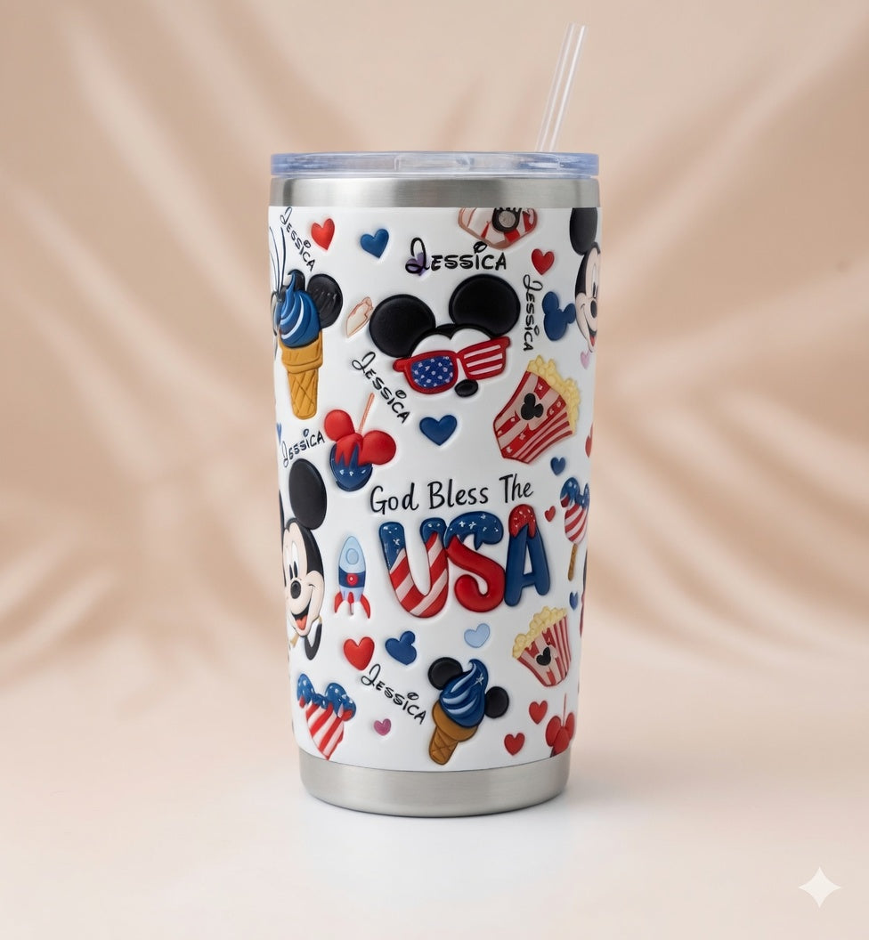 Personalized Stainless Steel Tumbler USA Design Gift for Patriots