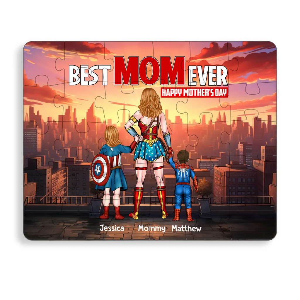 Personalized Best Mom Ever Puzzle Custom Names Gift for Mother's Day Puzzle GradoCreations