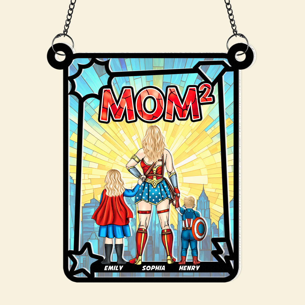 Personalized Suncatcher Supermom & Little Heroes for Mom