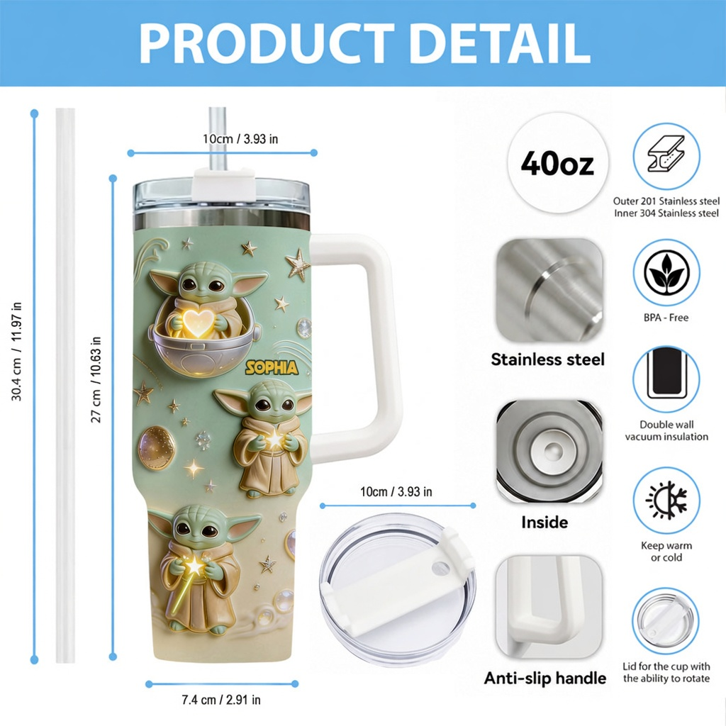 Personalized Cute Baby Tumbler with 3D Effect for Kids