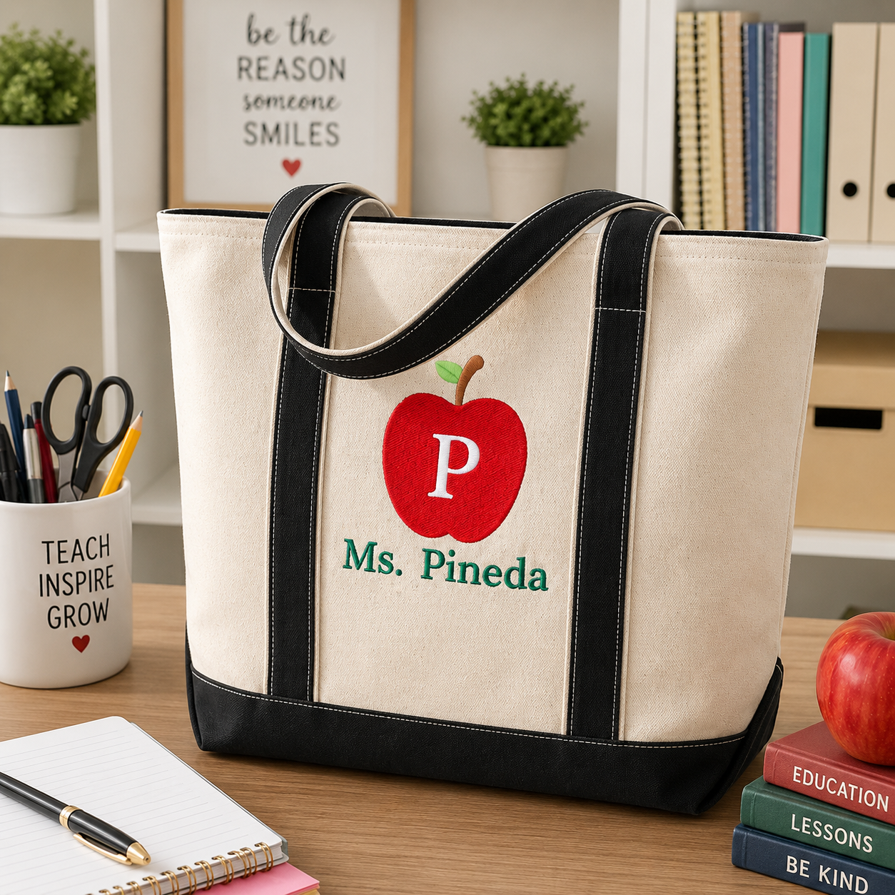 Personalized Embroidered Tote Bag for Teachers | Back to School Gift