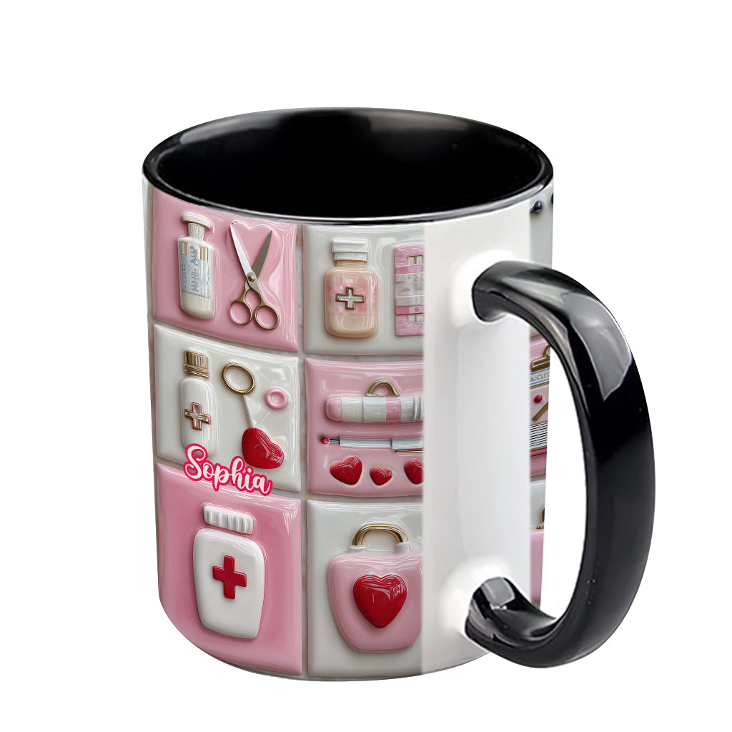 Personalized Nurse Life Accent Mug Gift for Her - Custom Name