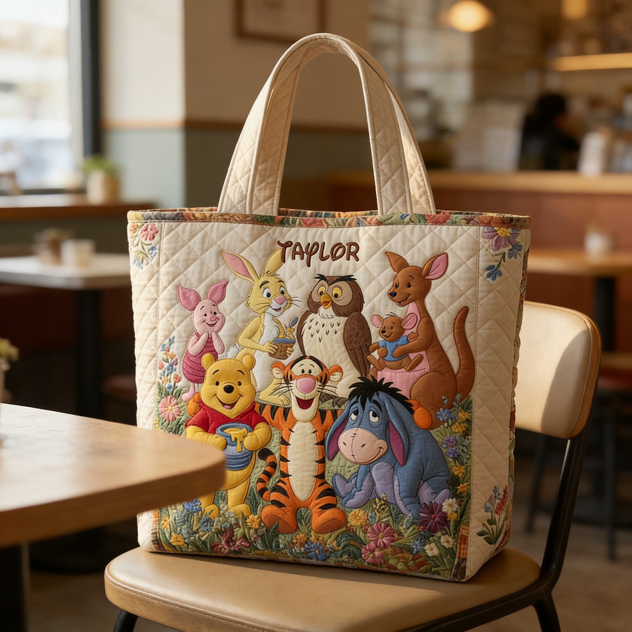 Personalized Quilted Tote Bag with Forest Friends for Movie Fans