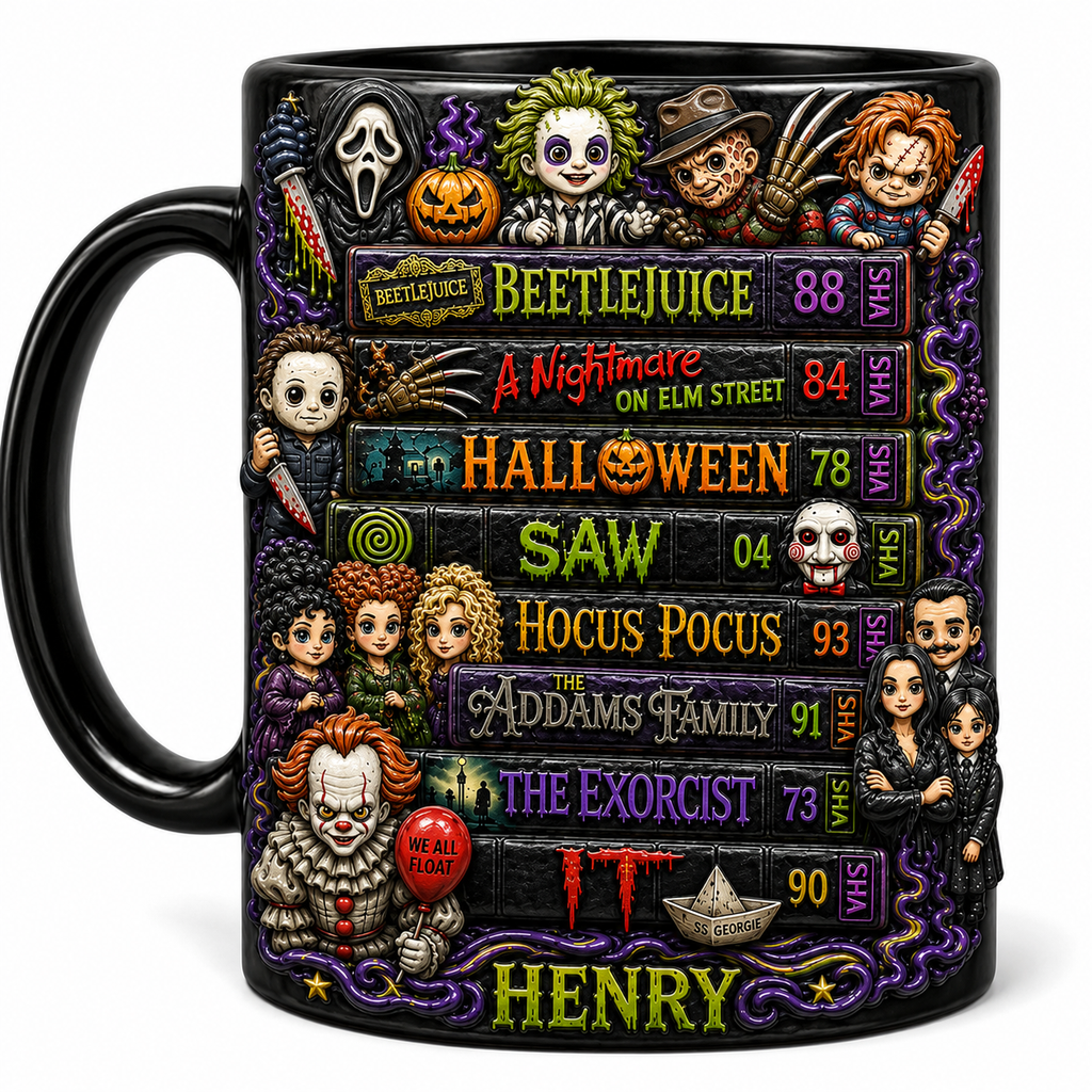 Personalized Black Halloween Mug with Spooky Artwork for Family Mug GradoCreations