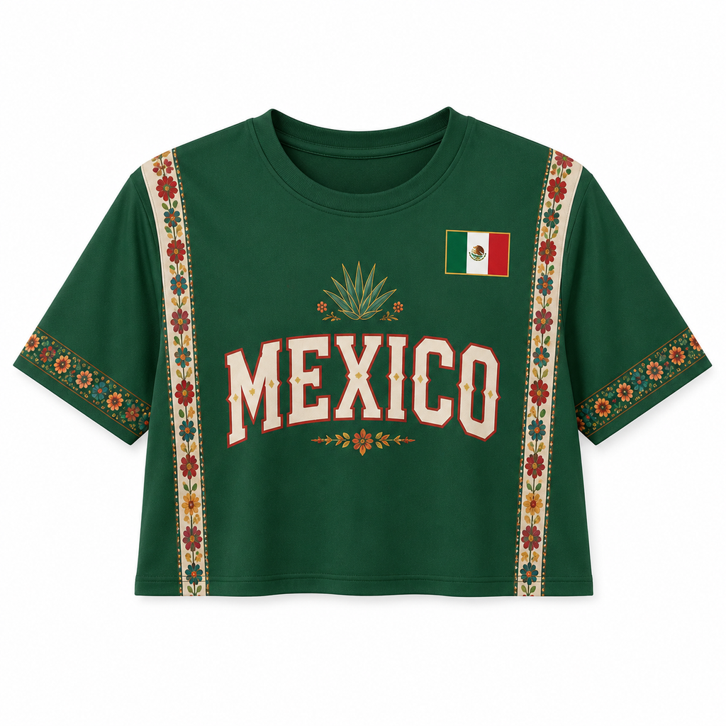 Personalized Mexico Soccer Jersey Crop Tee Custom Name Gift for Football Lovers