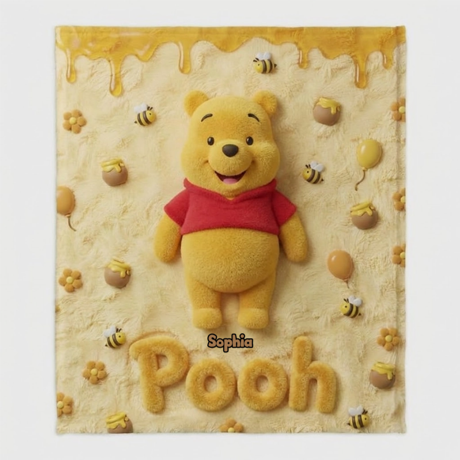 Personalized Honey Bear Blanket Custom Name Gift for Fans